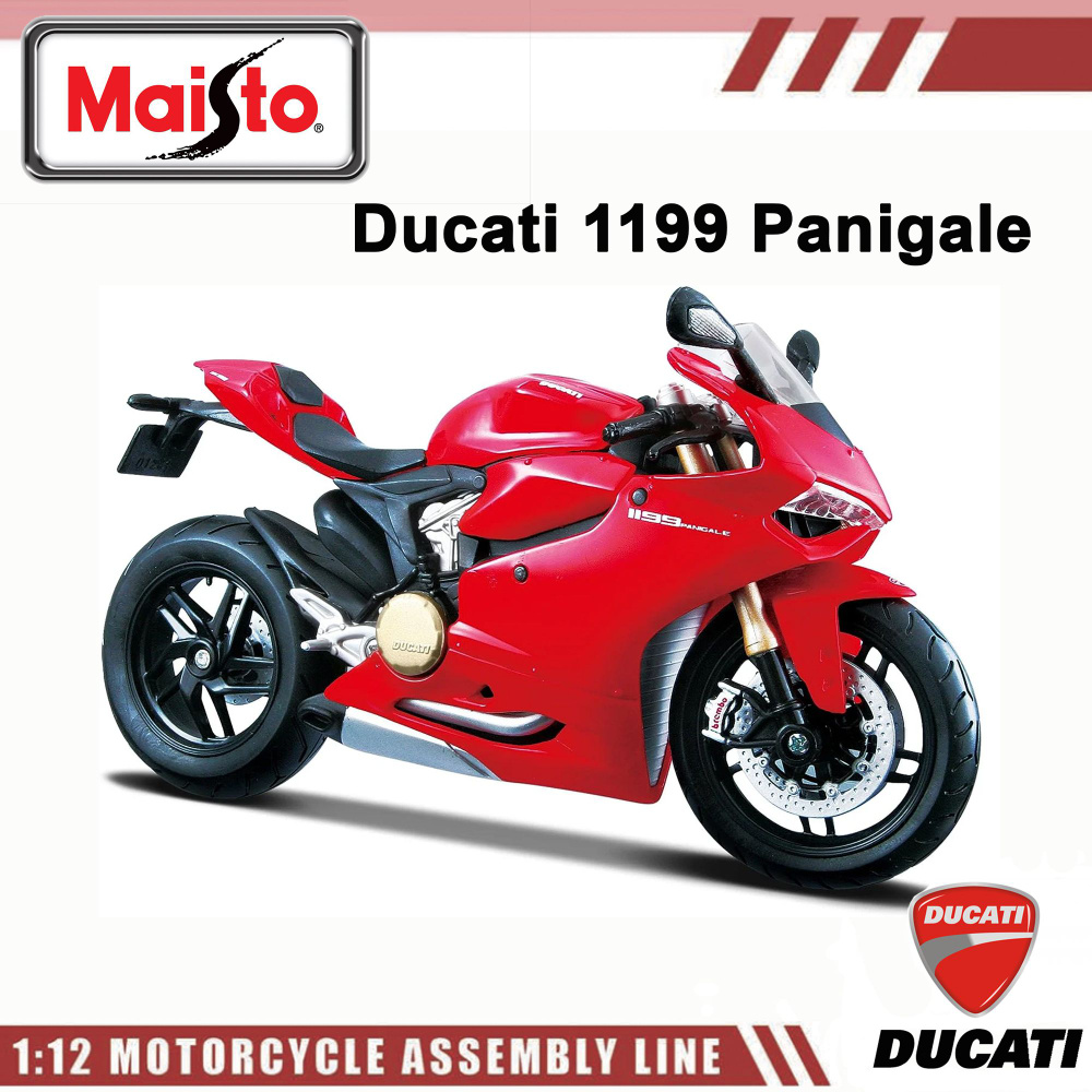 Сборная модель мотоцикла Maisto Ducati 1199 Panigale, набор для сборки Маисто Дукати 1:12, красный, 39193 #1