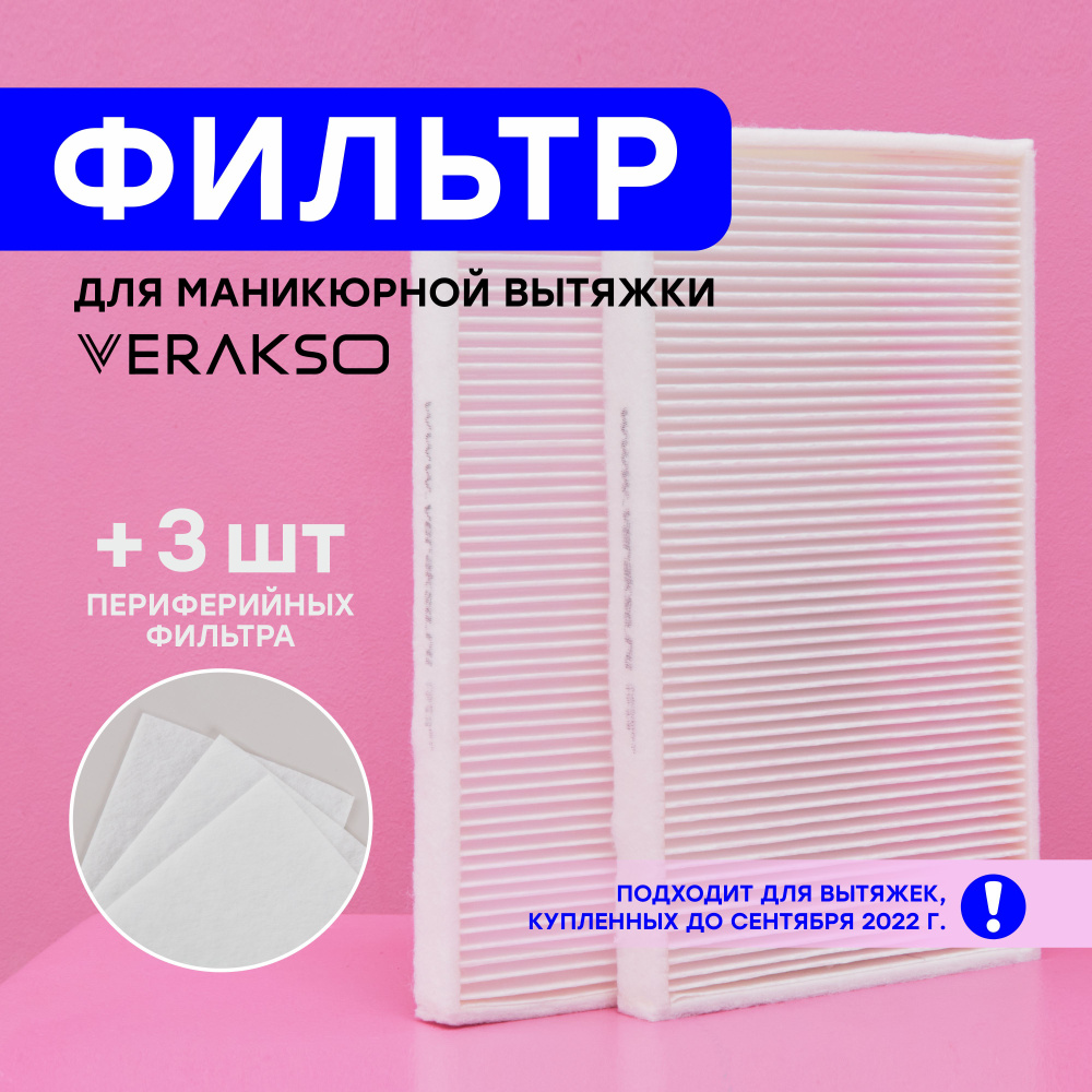 Комплект фильтров для вытяжки Verakso (1 основной ИЗ ДВУХ ПОЛОВИНОК + 3 периферийных), Фильтр-мешок для #1