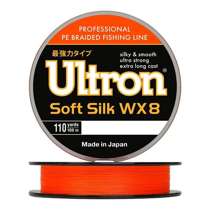 Шнур ULTRON WX 8 Soft Silk 0,12 мм., 10,0 кг, 100 м, оранжевый #1