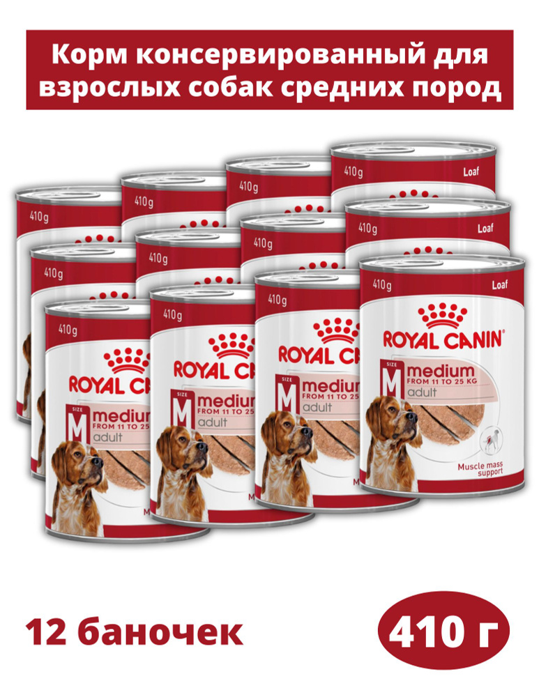 Royal Canin Medium Adult паштет для собак средних пород 12 шт. Х 410 грамм  #1