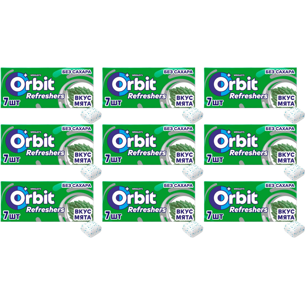 Жевательная резинка Orbit Refreshers мята 16 г, набор: 9 штук #1