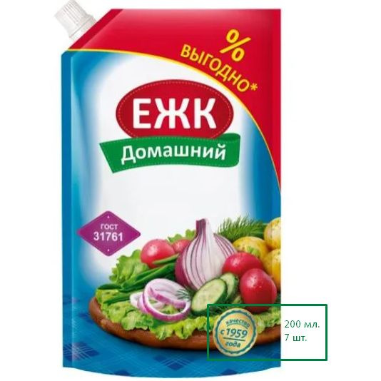 Майонез ЕЖК Провансаль 46% "Домашний" дой-пак 200мл.*7шт #1