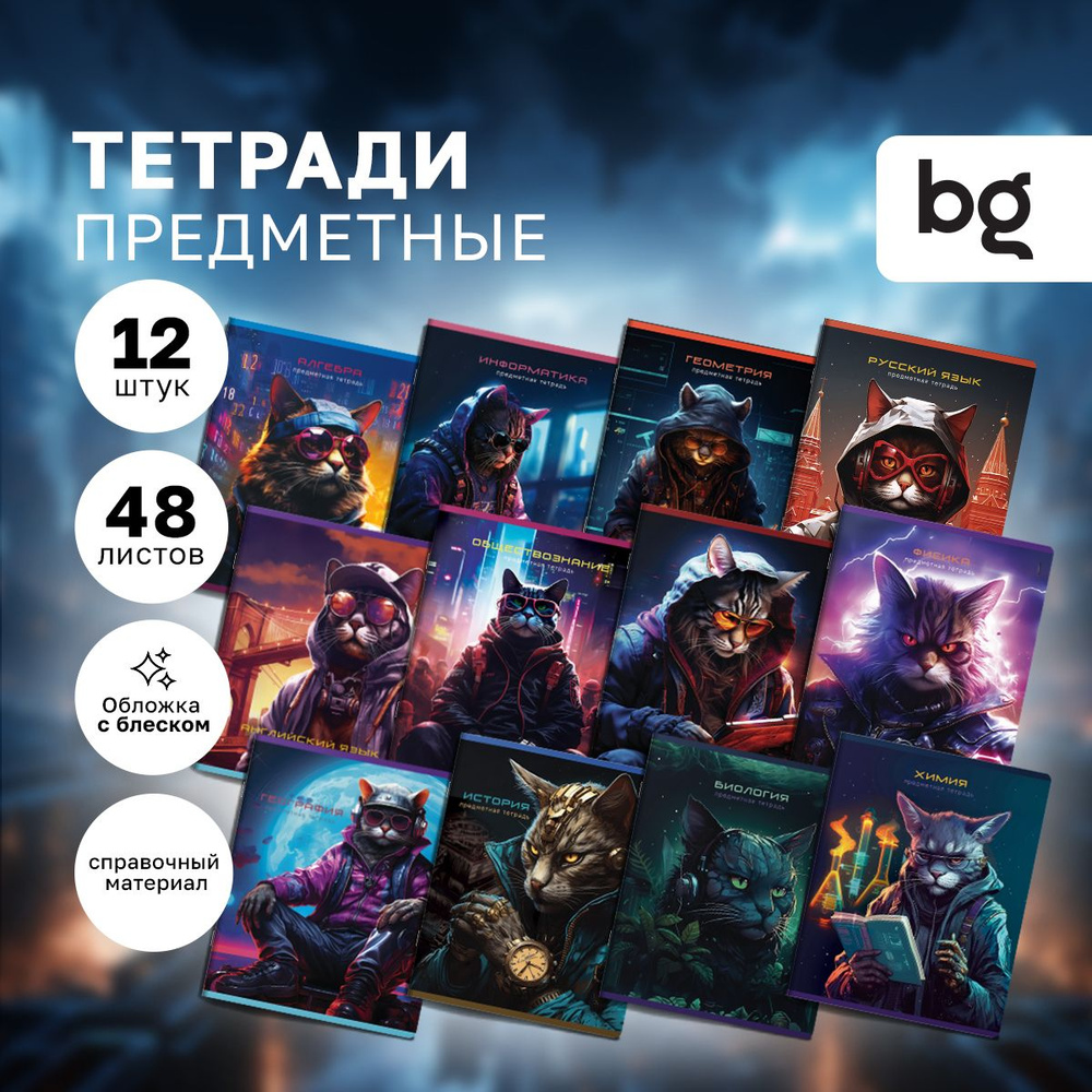 Тетради предметные BG 48 листов набор из 12 штук #1