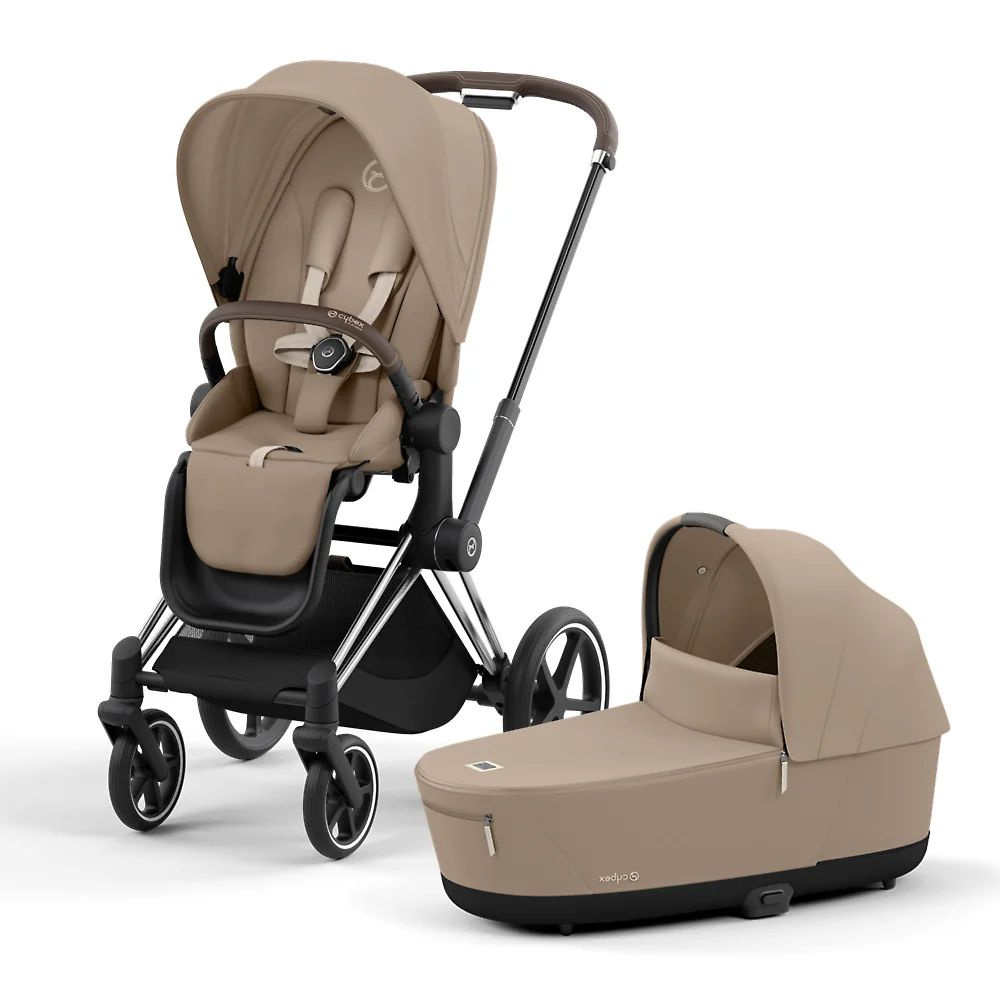 Коляска детская трансформер 2 в 1 Cybex Priam IV цвет Cozy Beige, на шасси Chrome Brown, с перекидной #1