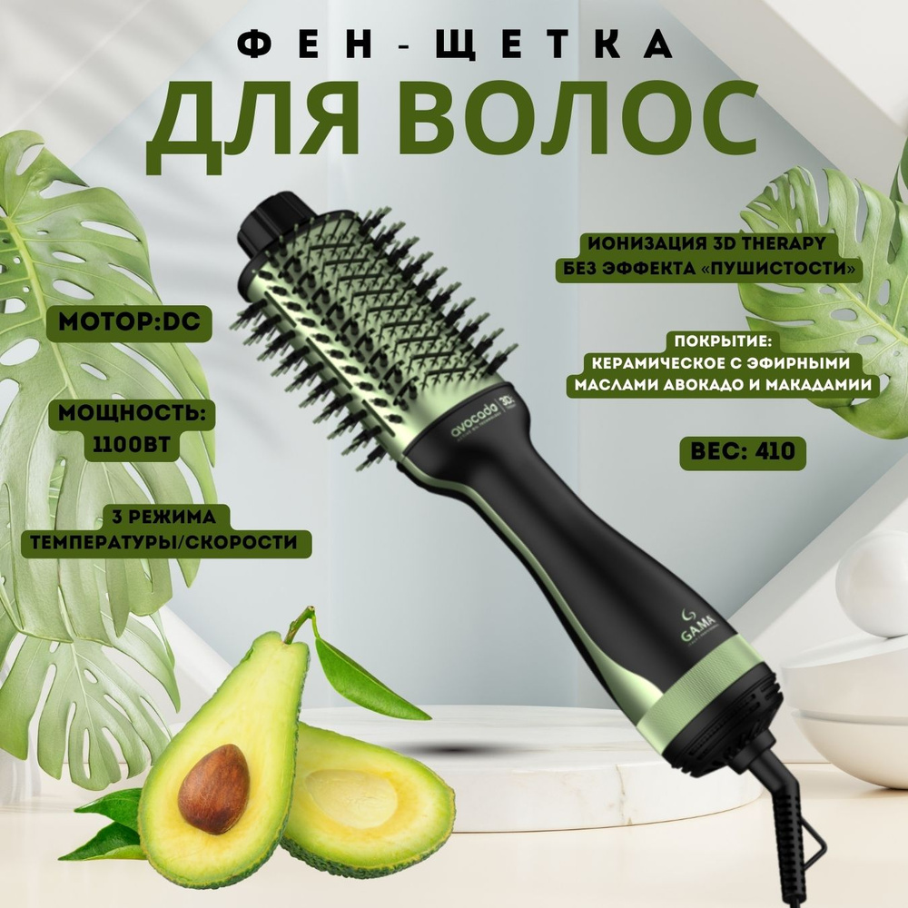 Расческа-выпрямитель для волос GA.MA AVOCADO POWER 3D - MY #1