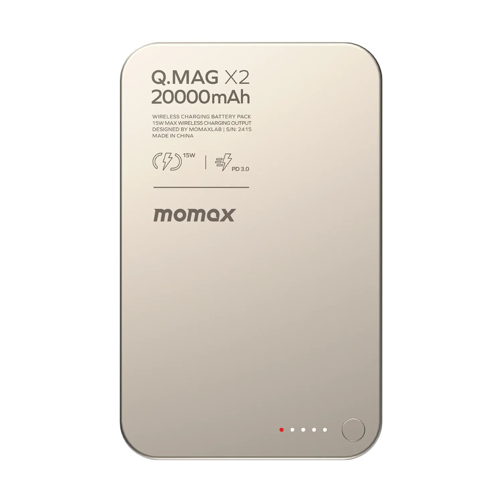 Беспроводной дополнительный аккумулятор (MagSafe) Momax Q.Mag X2 20000 Ультратонкий Titanium  #1