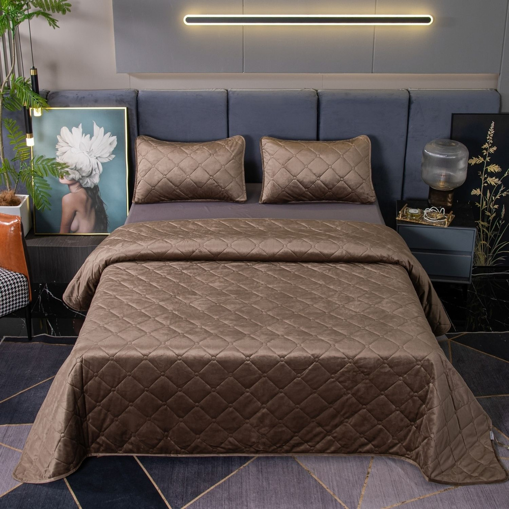 VIVA HOME TEXTILE Покрывало с наволочками, Велюр искусственный с размерами: 220 x 160 см  #1