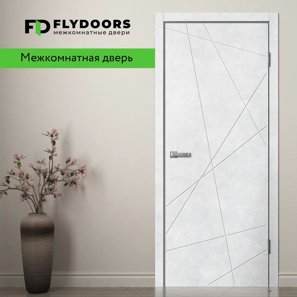 Дверь межкомнатная FLYDOORS комплект LINE 01 ПГ, цвет Бетон светлый, 700*2000  #1