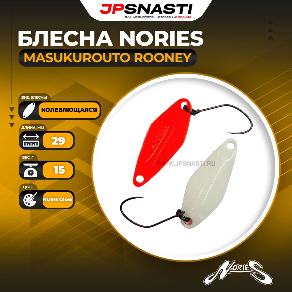 Блесна Nories Masukurouto Rooney, 1.5гр, RU011 Glow #1