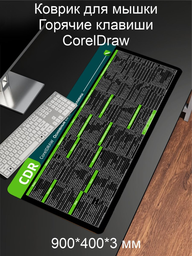 Компьютерный коврик для мышки на рабочий стол под клавиатуру игровой для компьютера "Горячие клавиши" #1