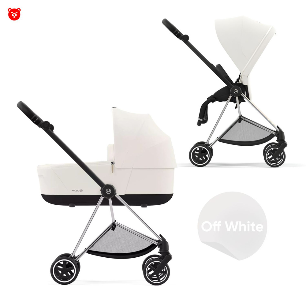 Cybex Mios III Коляска 2 в 1, шасси Chrome, черная ручка ручка, текстиль Off White  #1