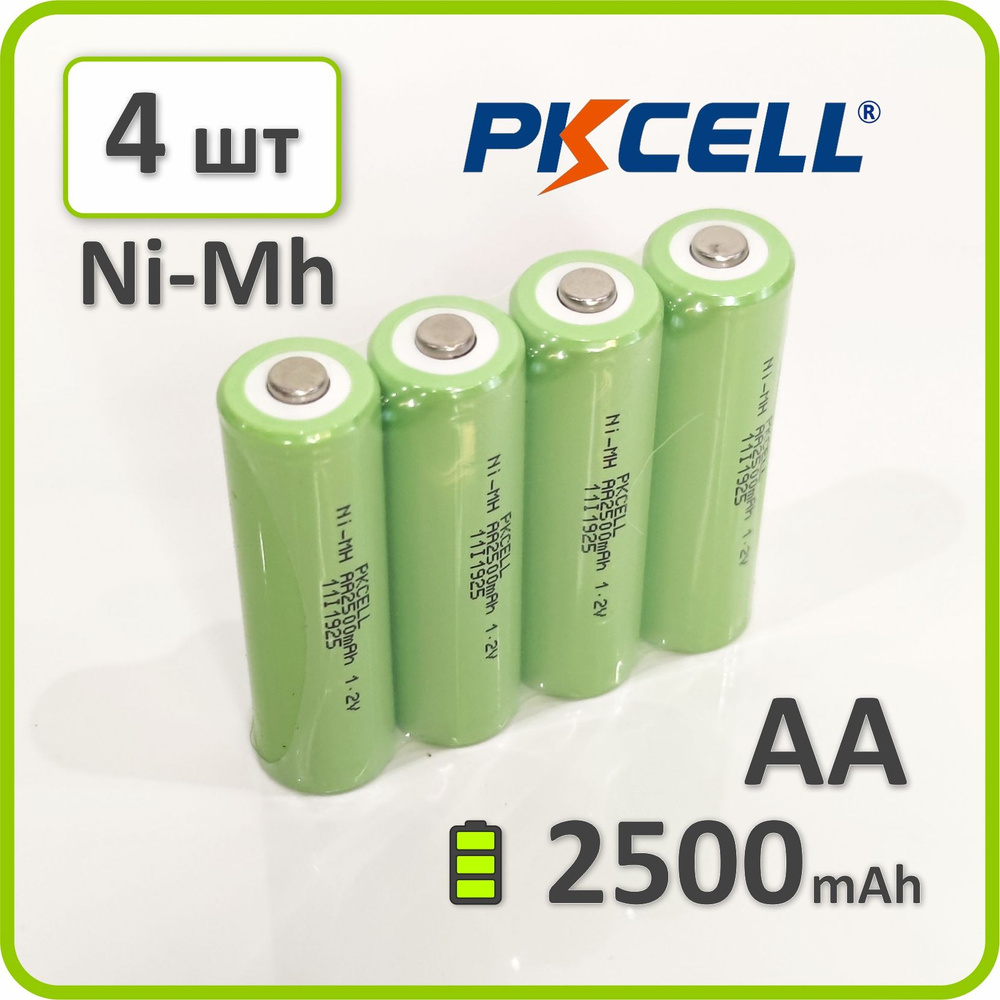 Аккумулятор 14500 АА (пальчиковый) Ni-Mh, PKCELL, 2500mAh, 4 шт. #1