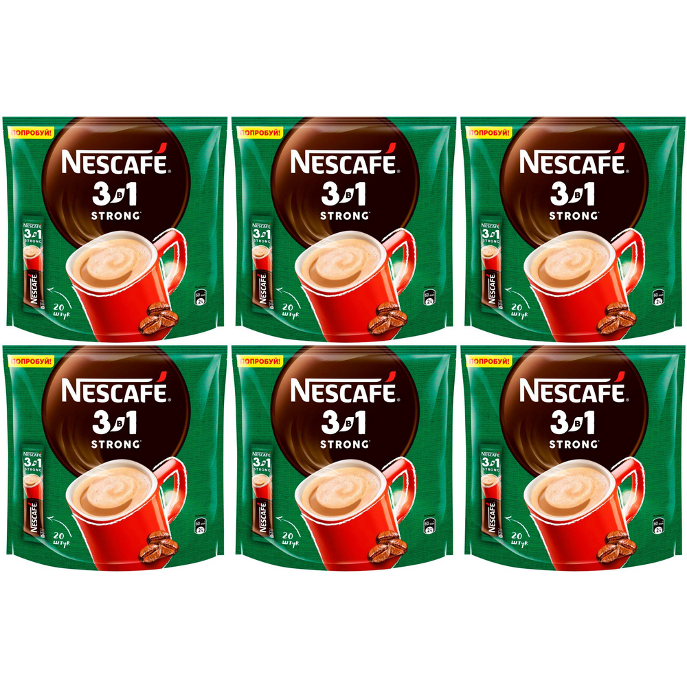 Кофейный напиток Nescafe крепкий 3 в 1 растворимый 14,5 г х 20 шт, набор: 6 штук  #1