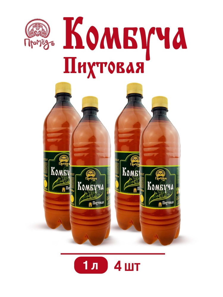 Набор напиток безалкогольный "Комбуча Пихтовая" 4 шт х 1 л на меду пробиотик  #1