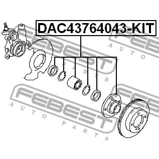 Подшипник ступицы передний NISSAN PRIMERA P12, X-TRAIL T30 DAC43764043-KIT FEBEST DAC43764043-KIT  #1