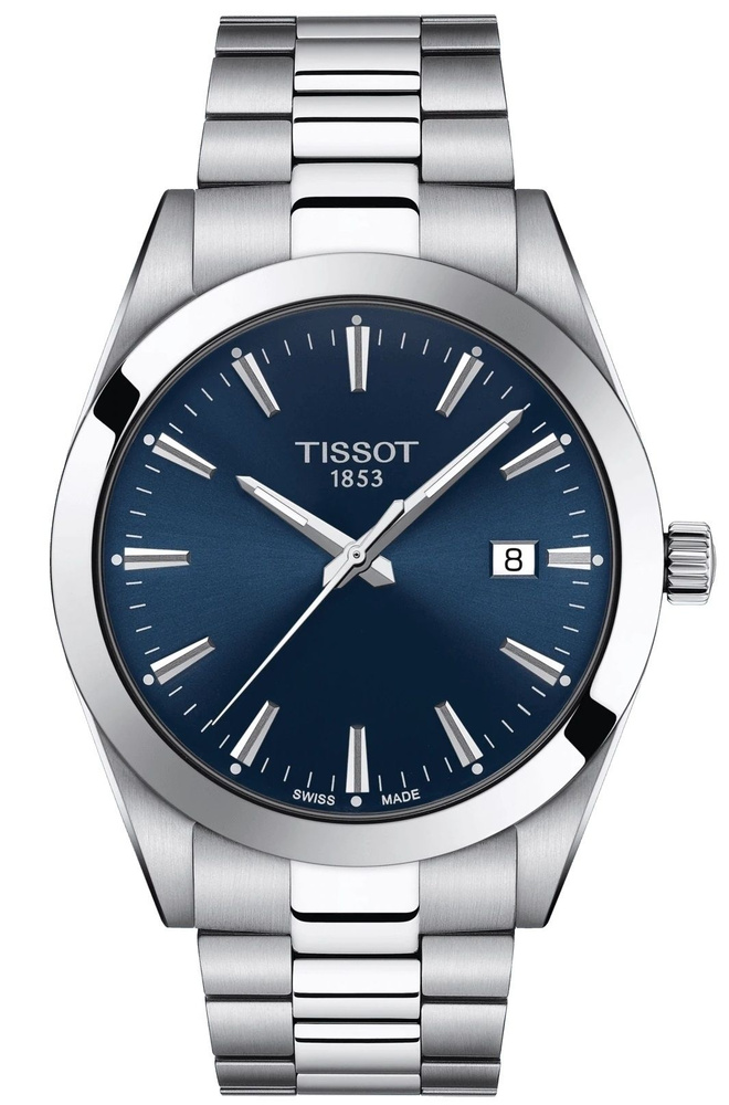 Tissot Часы наручные Кварцевые Швейцарские кварцевые часы Tissot Gentleman T127.410.11.041.00 на стальном #1