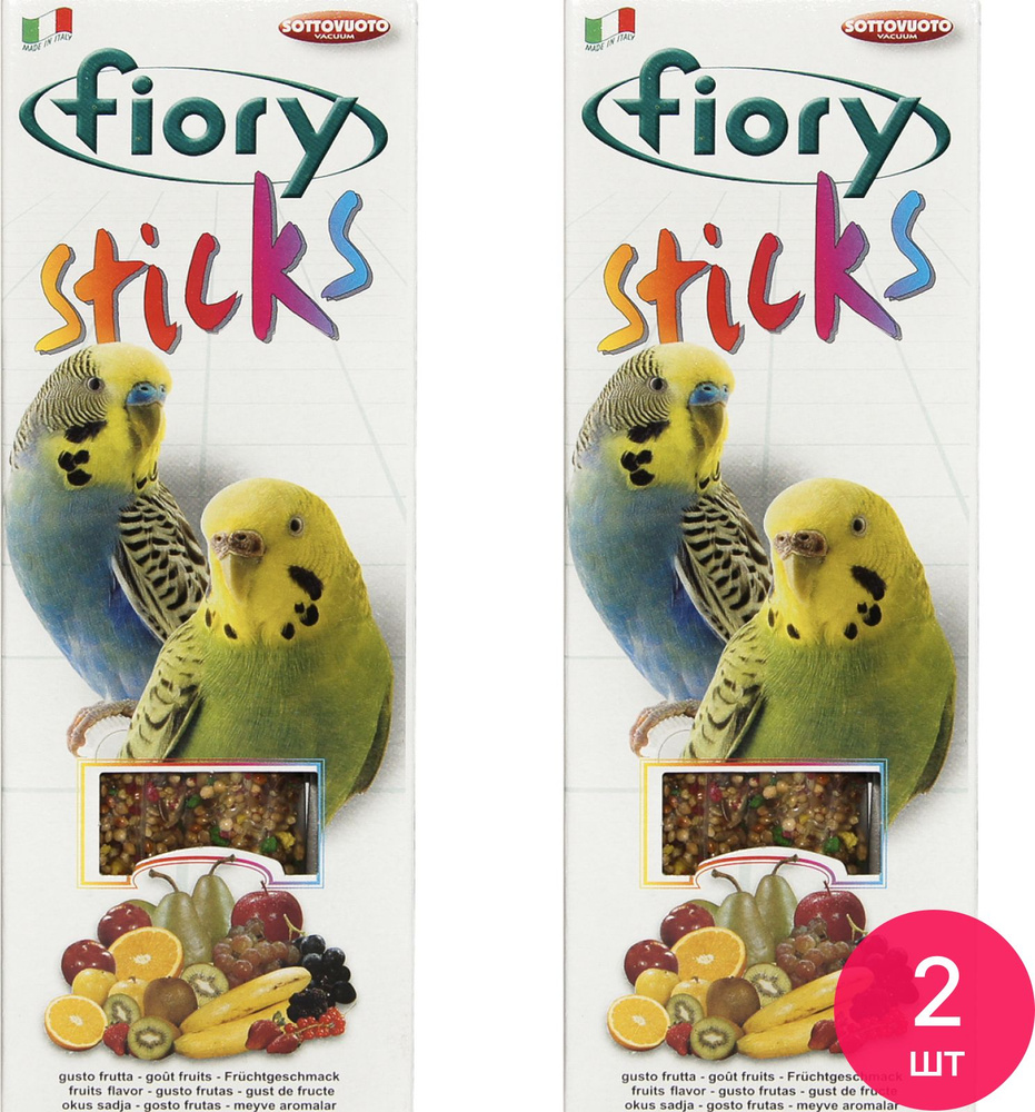 Лакомство для птиц Fiory / Фиори Палочки для попугаев Sticks с фруктами 60г, 2шт. / зерновая смесь (комплект #1