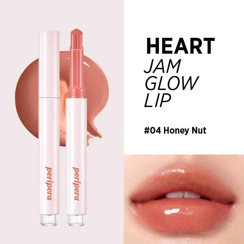 PERIPERA Губная помада СОЗДАЕТ ЭФФЕКТ СТЕКЛЯННЫХ ГУБ Heart Jam Glow Lip №4 - Honey Nut, 1,4г  #1