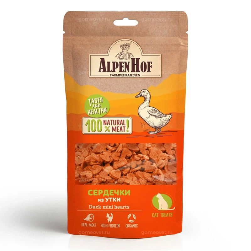 AlpenHof Сердечки из утки для кошек, 50 гр. #1