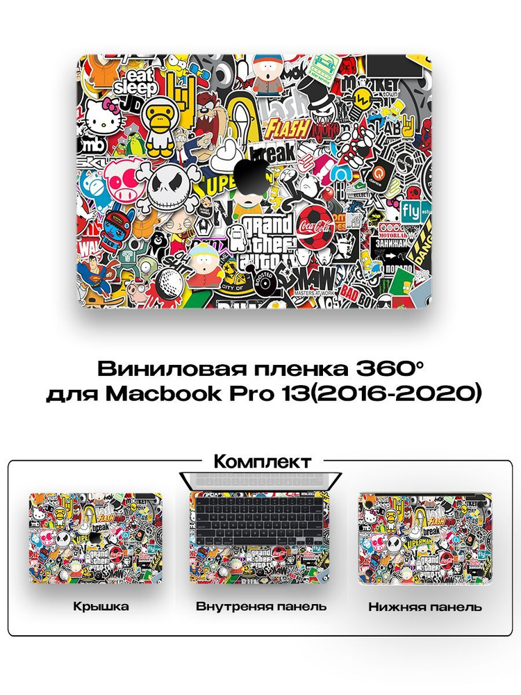 Виниловое покрытие для Macbook Pro 13 2016 -2020года/ Самоклеющаяся наклейка на ноутбук  #1