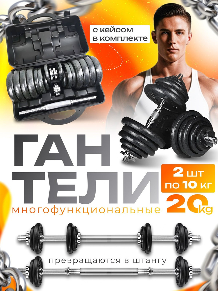 Fitnesslive Гантели разборные в кейсе набор 20 кг с металлическим напылением  #1