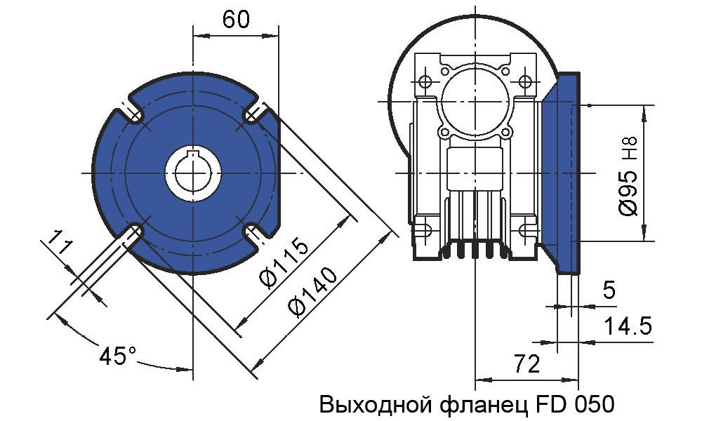 Фланец выходной FD редуктора NMRV 050