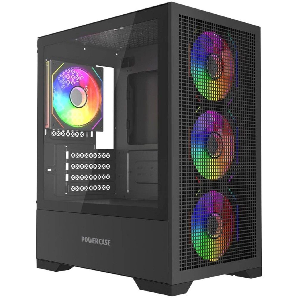 PowercaseКорпусMistralMicroB315,TemperedGlass,4x120mmARGBPWMFan,чёрный,mATXCMMB315-A4