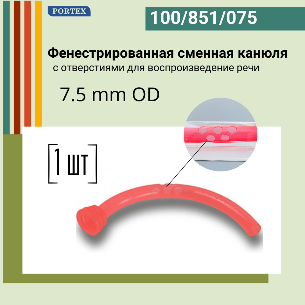 Канюля фенестрированная внутренняя сменная 7.5 мм вкладыш к трахеостомической трубке Portex Blue line #1