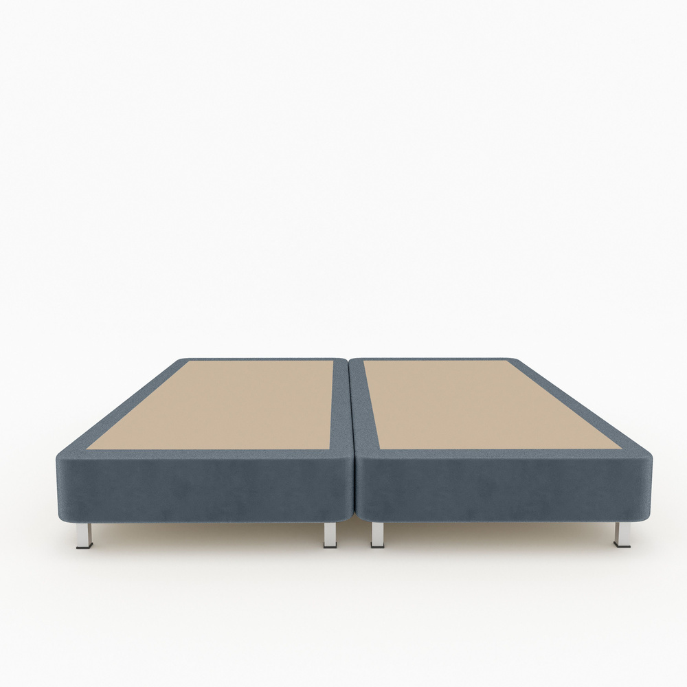 Двуспальная кровать ФОКУС- мебельная фабрика BOX SPRING 161х201х30 см серый велюр (кровать для гостиниц, #1