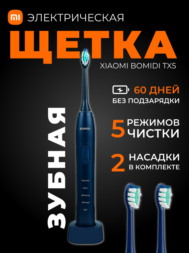 Xiaomi электрическая ультразвуковая зубная щетка в кейсе Bomidi Electric Toothbrush Sonic TX5, синий #1