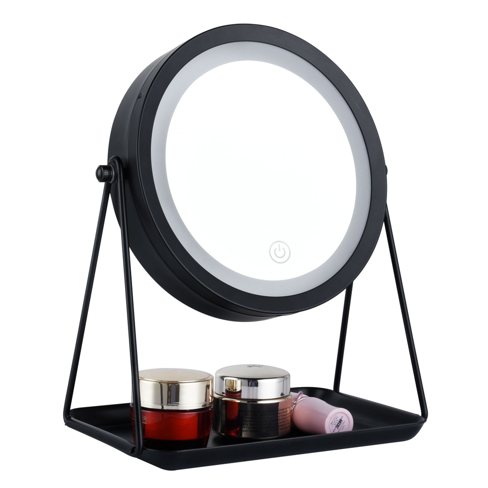 Зеркало косметическое c x7 увеличением и LED подсветкой - HAS1819 (цвет-black, LED подсветка 3 уровня, #1