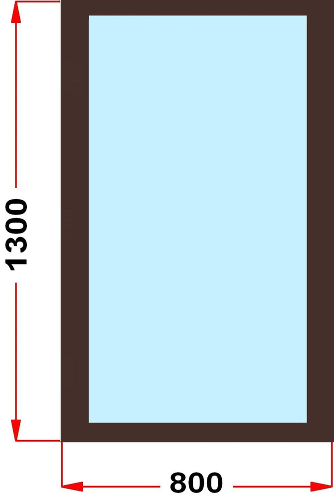 Окно из профиля Grunder 60 мм (1300 x 800) , не открывающееся, стеклопакет 2 стекла, темно-коричневое #1