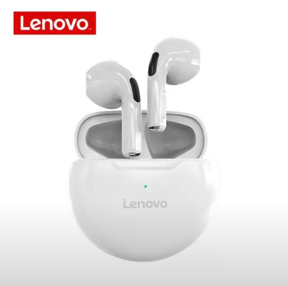 Lenovo Наушники беспроводные с микрофоном Lenovo HT38, Bluetooth, USB Type-C, белый  #1