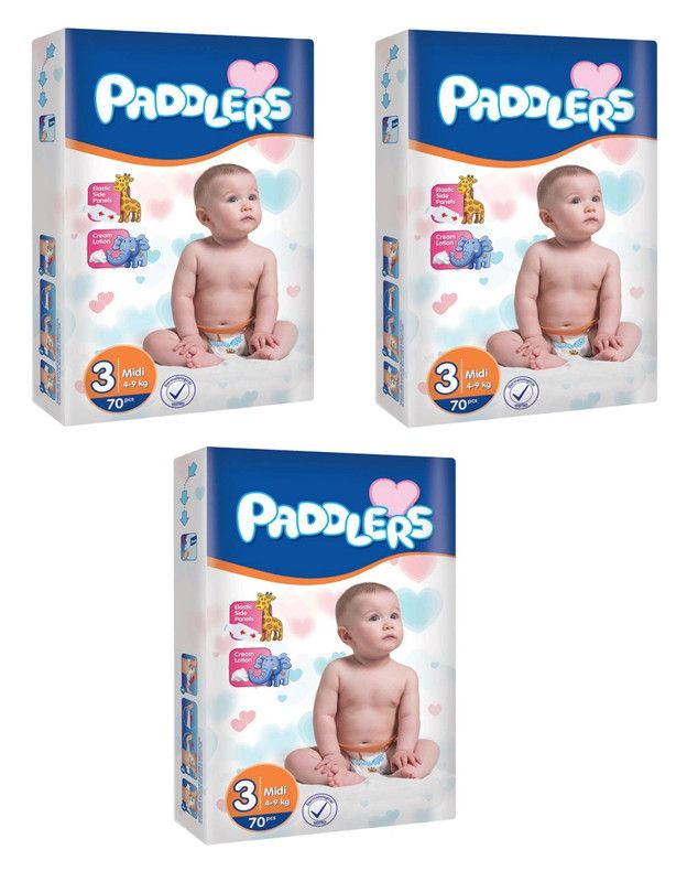 Paddlers Подгузники детские Jumbo pack, №3 (4-9 кг) Midi, 70 шт/уп, 3 уп #1