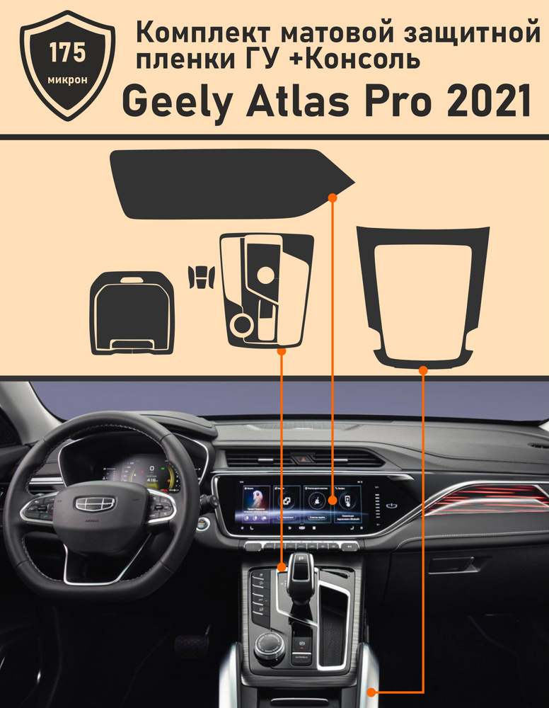 Geely Atlas PRO 2021/Матовая защитная пленка для ГУ+Консоль #1