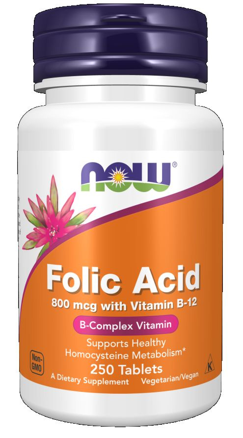 Фолиевая кислота, витамин Б12 NOW Folic Acid 800 мкг 250 таблеток #1