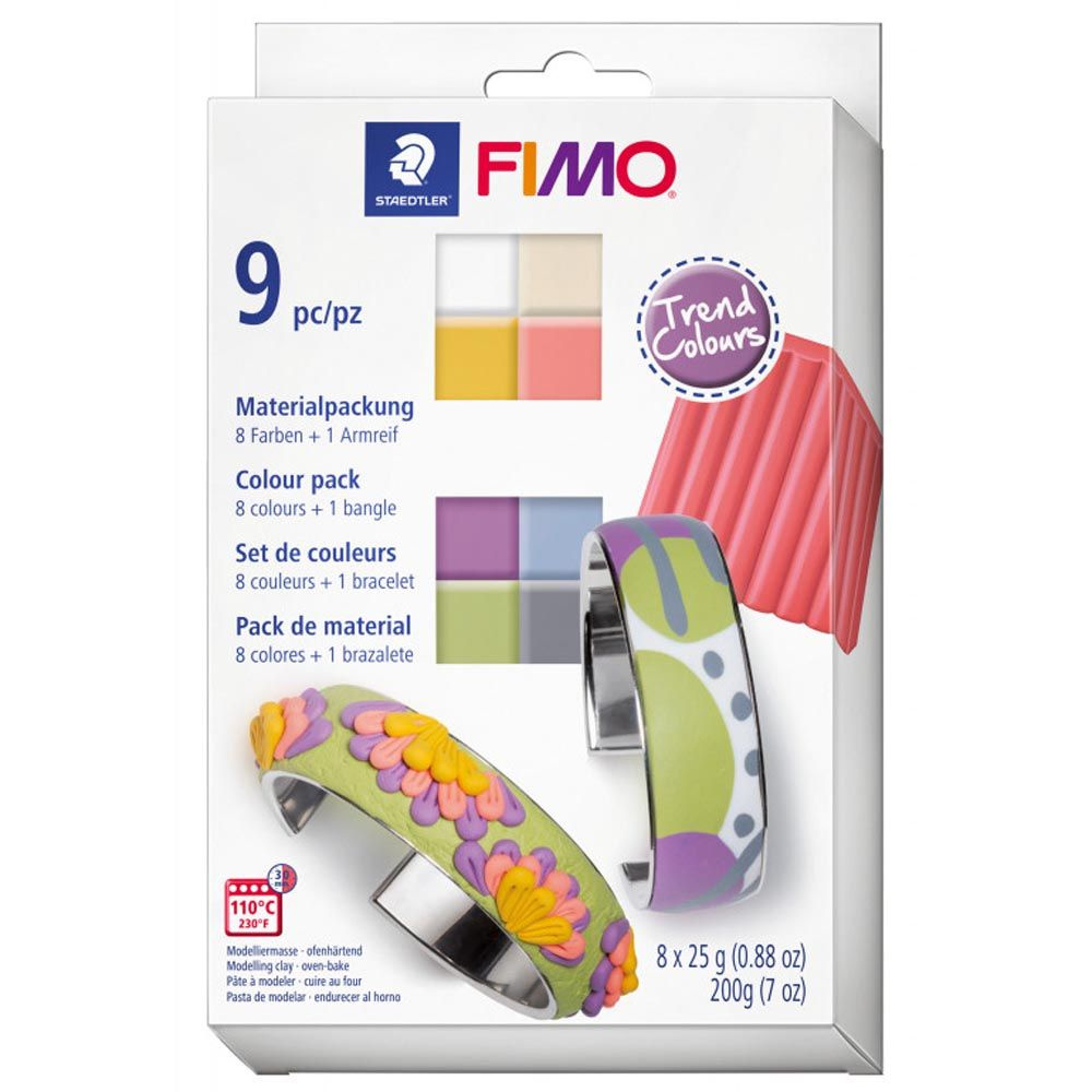 Комплект запекаемой полимерной глины Fimo Soft 8023 C8-1P Трендовые цвета (8х25 г. и браслет) 8 блоков #1