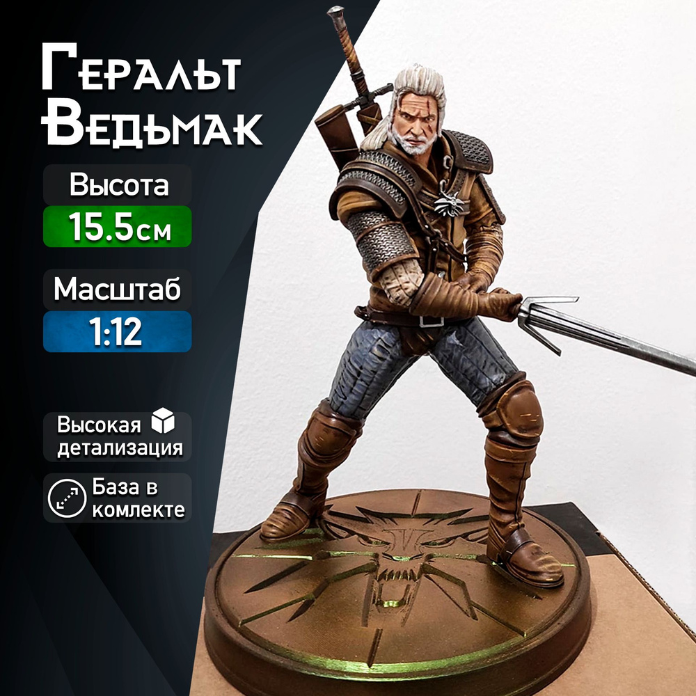 Фигурка для покраски "Геральт / Geralt" (Ведьмак / Witcher), коллекционная, масштаб 1:12  #1