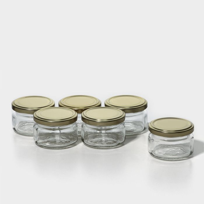 Набор стеклянных банок с крышкой для консервации, ТО-66 мм, для свечей, 0,1 л, 6 шт  #1