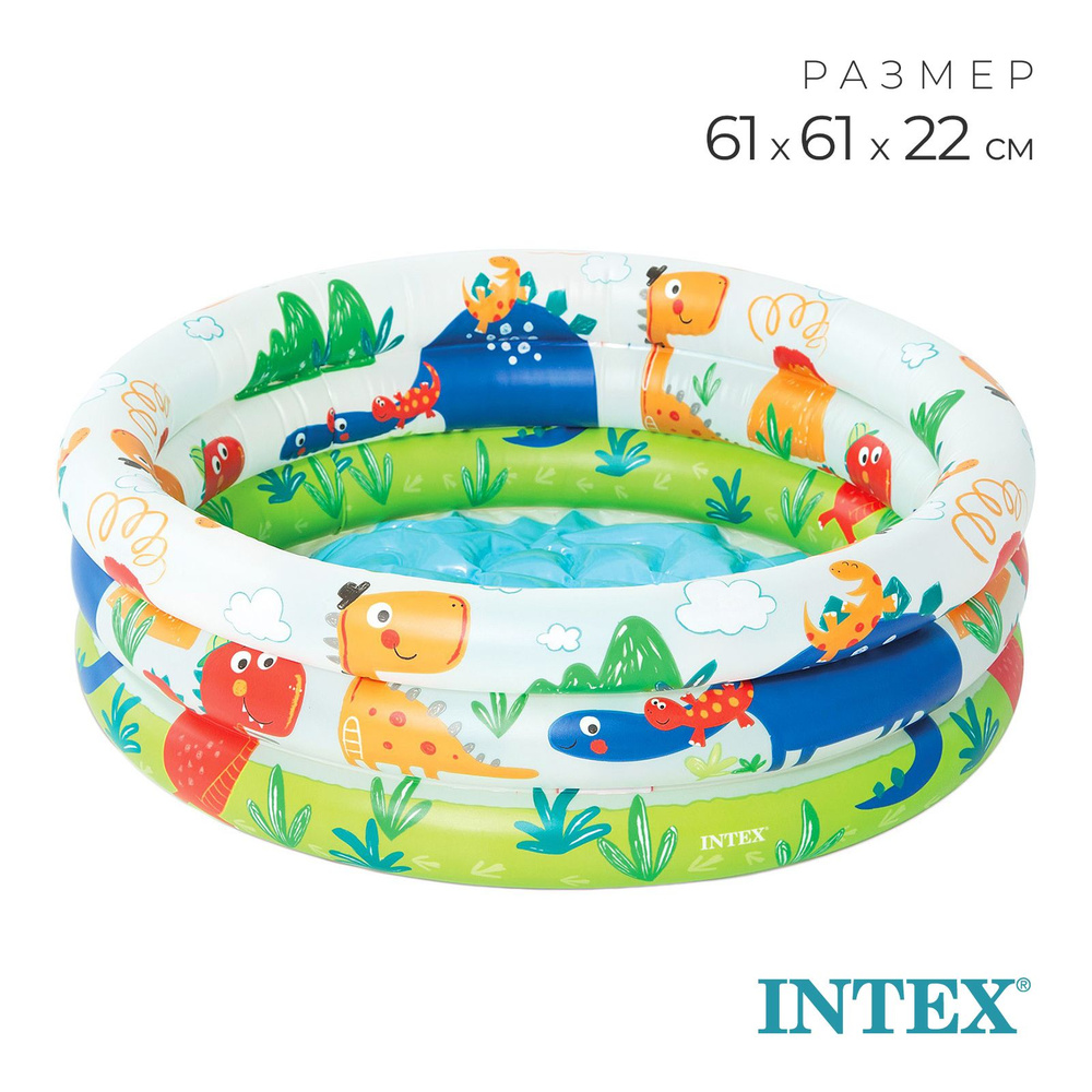 Бассейн надувной детский "Зверюшки", 61 х 22 см, от 1-3 лет, 57106NP INTEX  #1