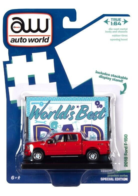 Модель коллекционная AUTO WORLD 1:64 FORD F-150 RED WOLRD'S BEST DAD #1