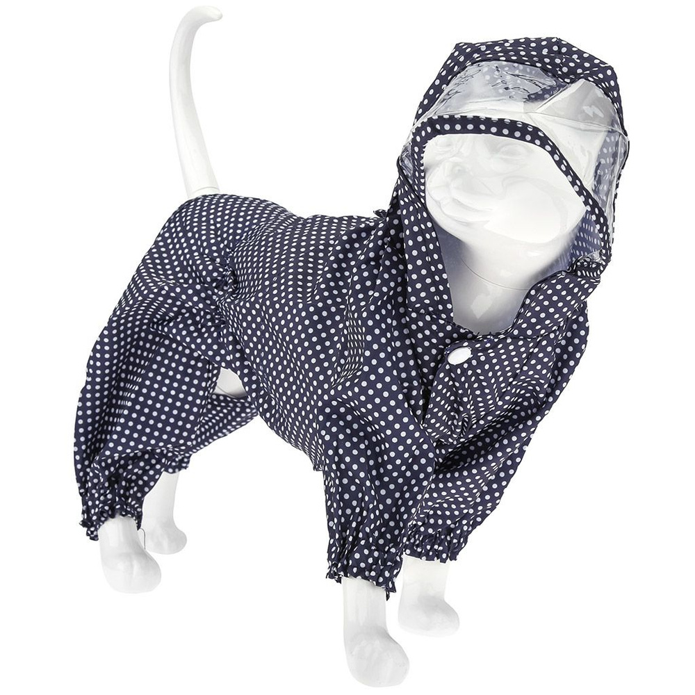 Комбинезон для собаки Pet Toys "Горошек", прозрачный козырек, XL, длина 36 см, обхват груди 50 см, шеи #1
