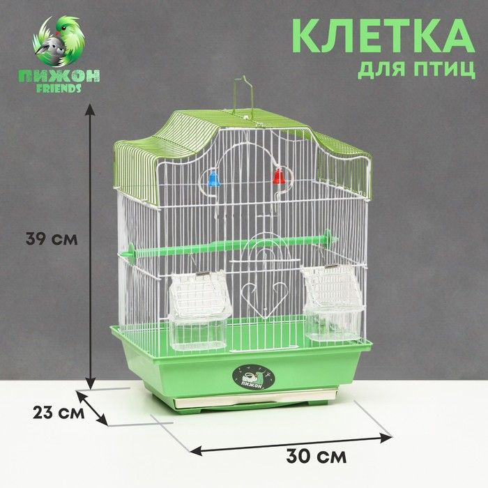 Клетка для птиц укомплектованная Bd-1/4f, 30 х 23 х 39 см, зелёная  #1