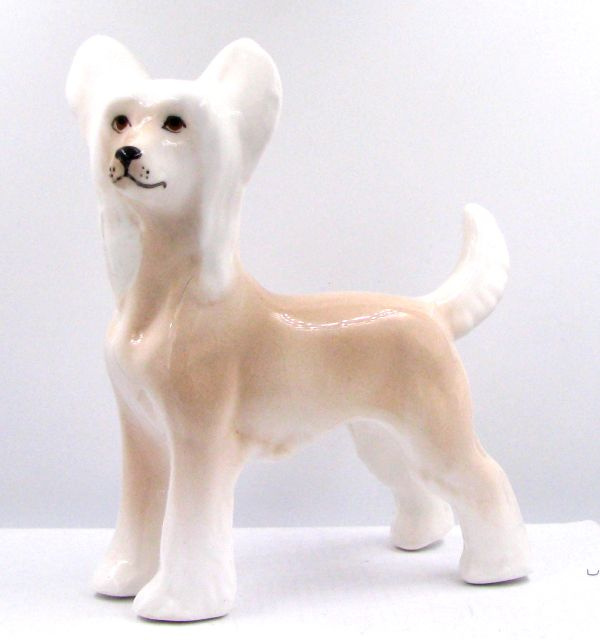 Китайская хохлатая палевая Фарфоровая статуэтка собаки  #1