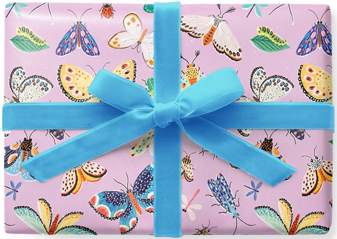 Упаковочная подарочная бумага "Бабочки и жуки" Красота в Деталях, 1 лист 70х100 см  #1