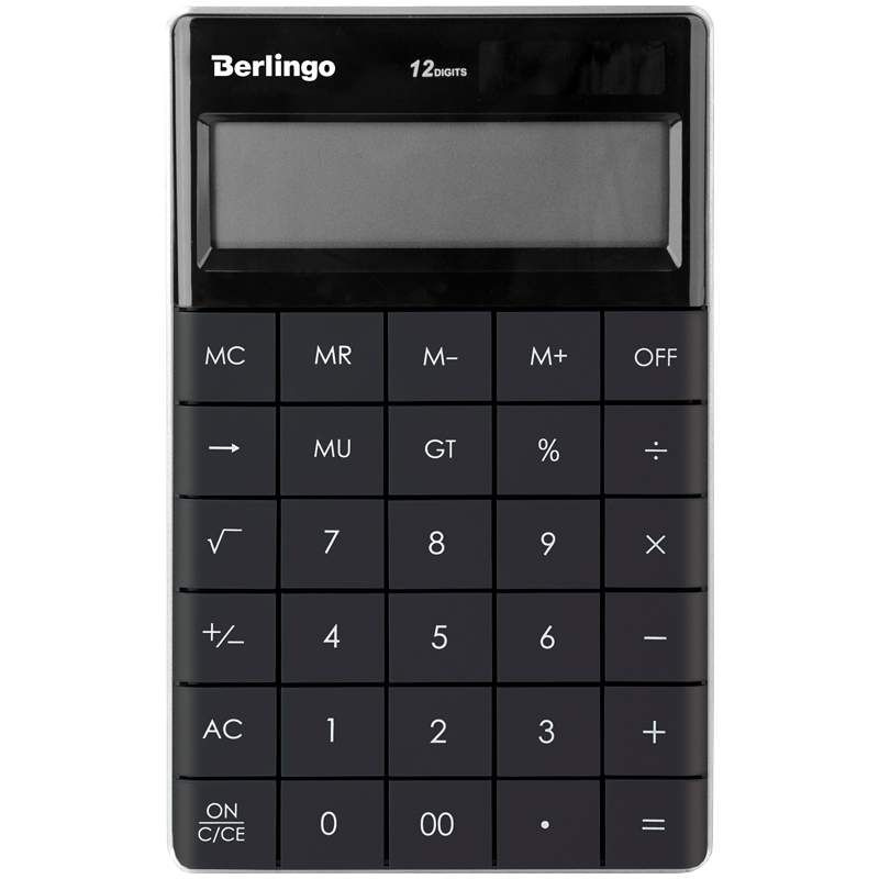 Калькулятор настольный Berlingo "PowerTX", 12 разр., двойное питание, 165*105*13мм, антрацит (арт. 243785) #1