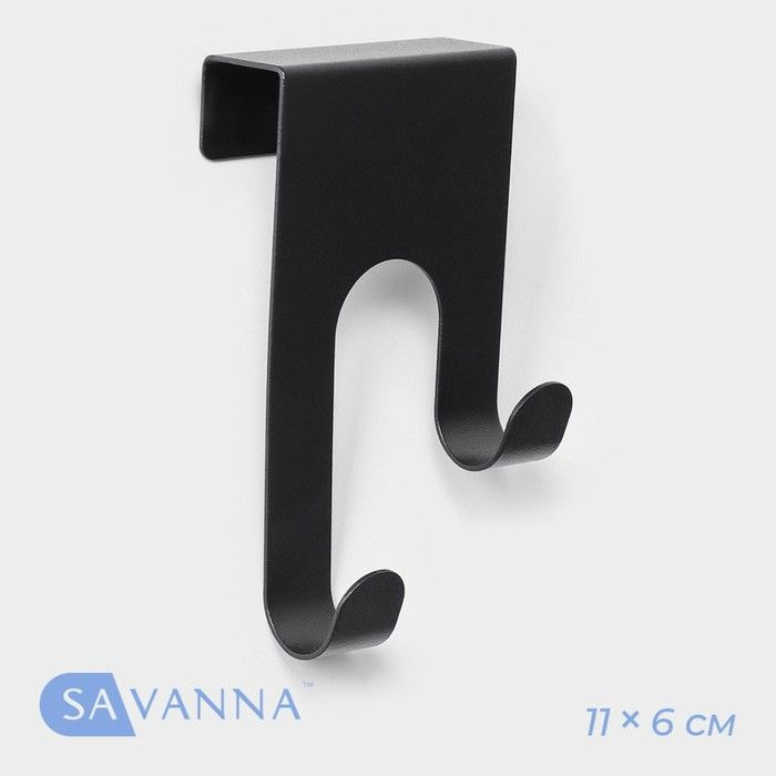 Металлический надверный крючок SAVANNA Black Loft Door Many, 2 шт, 11 6 5 см, дверь 2 см  #1