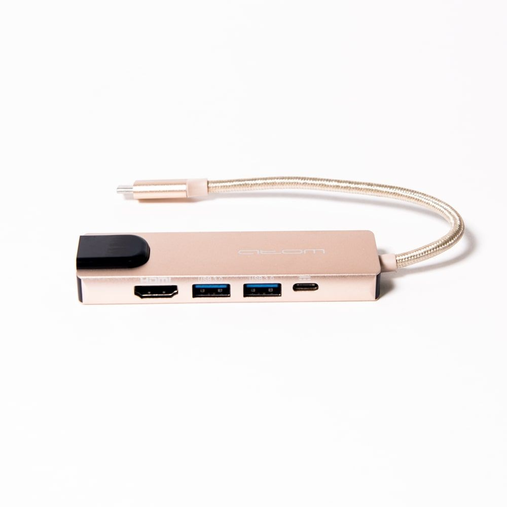 Универсальный USB-разветвитель ATOMevolution Type-C 3.1 - 2*USB А 3.0/HDMI/USB Type-C золотой  #1