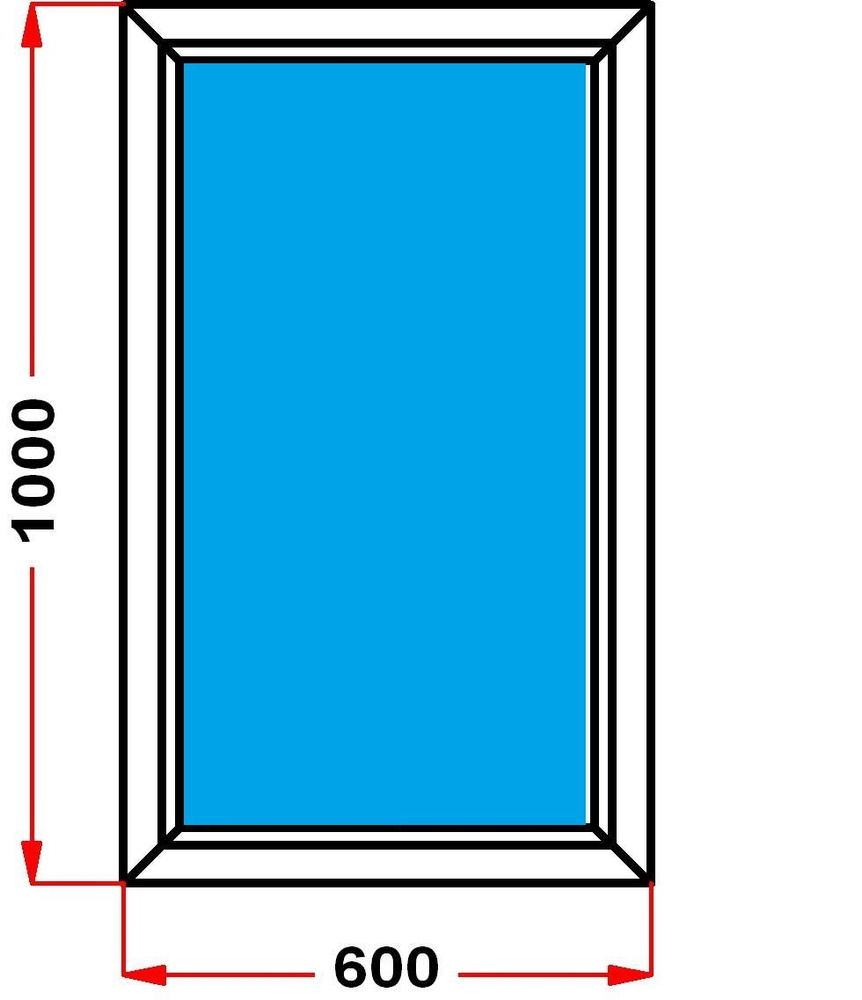 Окно из профиля Grunder 60 мм (1000 x 600), не открывающееся, стеклопакет 2 стекла  #1