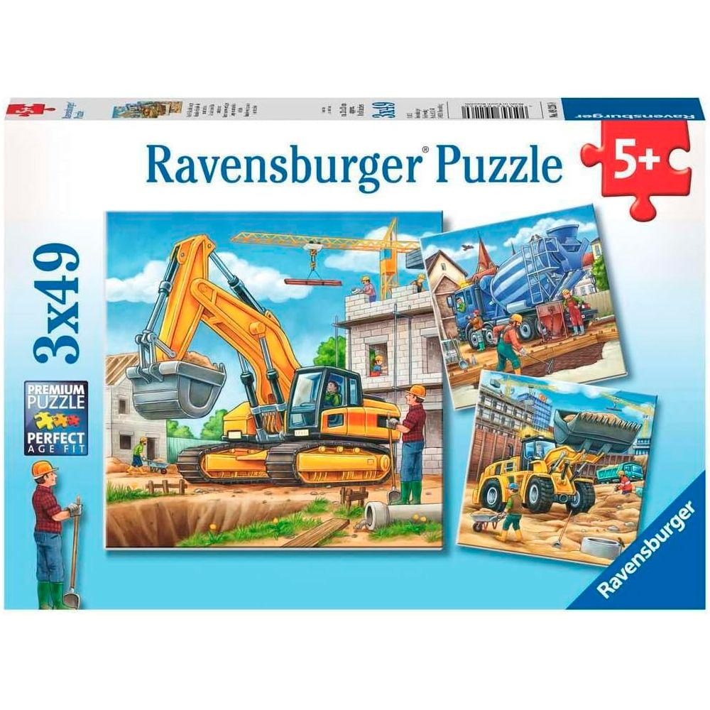 Ravensburger Premium Puzzle Пазл Большие строительные машины 3 х 49 д.  #1